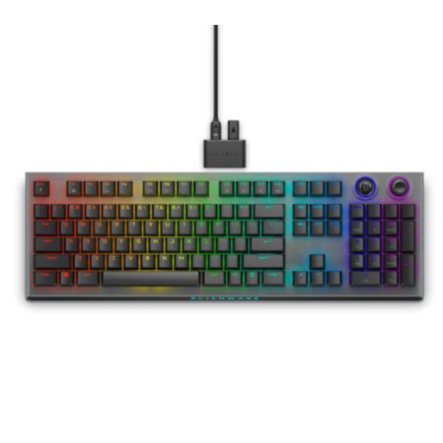 Alienware Tri-Mode AW920K - Tastiera - AlienFX per tasto RGB/16,8 milioni di colori - senza fili - USB, 2.4 GHz, Bluetooth 5.1 - QWERTY - USA - interruttore: CHERRY MX Red - Dark Side of the Moon